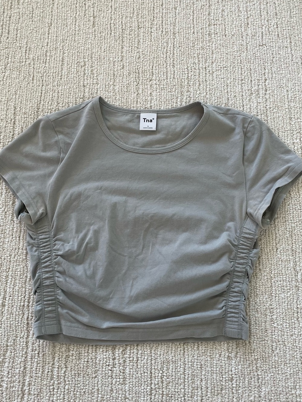 Tna Grey Ruched Side Crop Tee